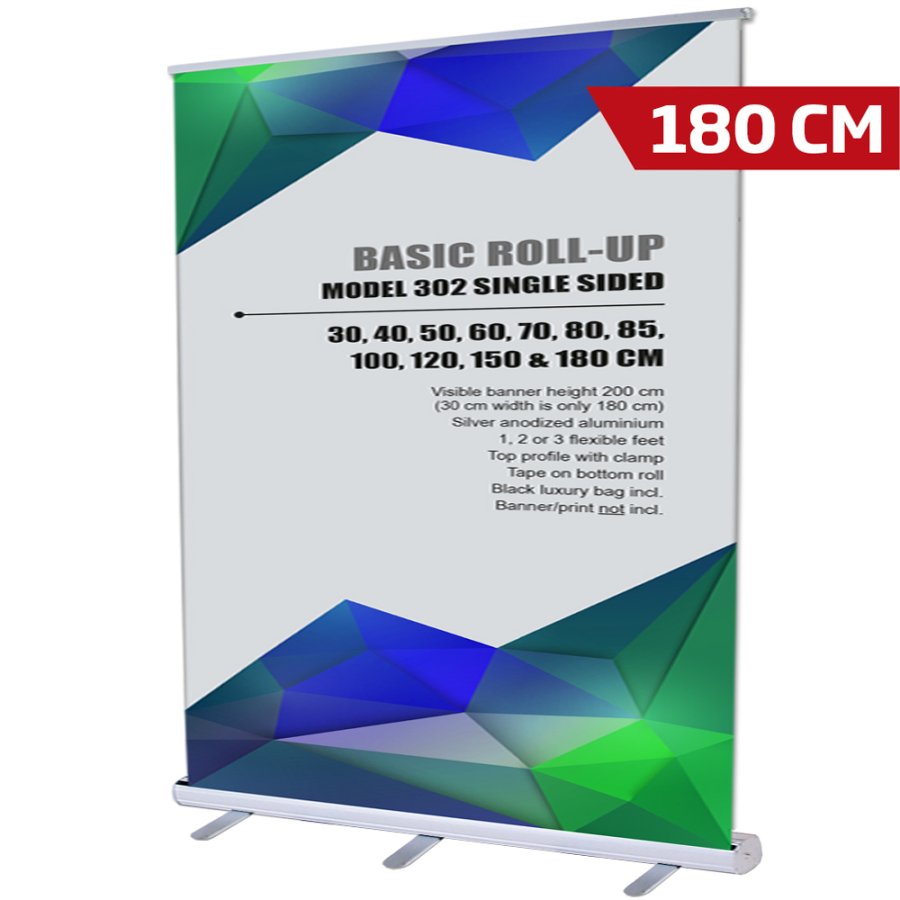 Basic Roll-up enkelsidig - 180x200 cm - silver