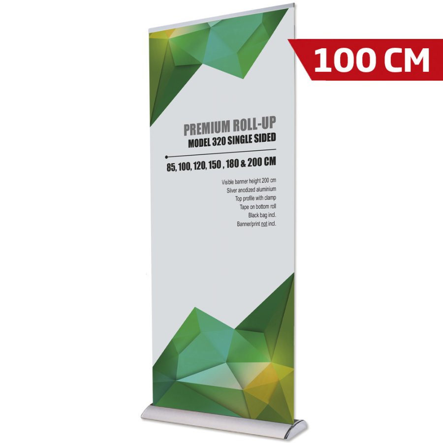 Premium Roll-up, enkelsidig kassett, silver, 100 x 160-220 cm
