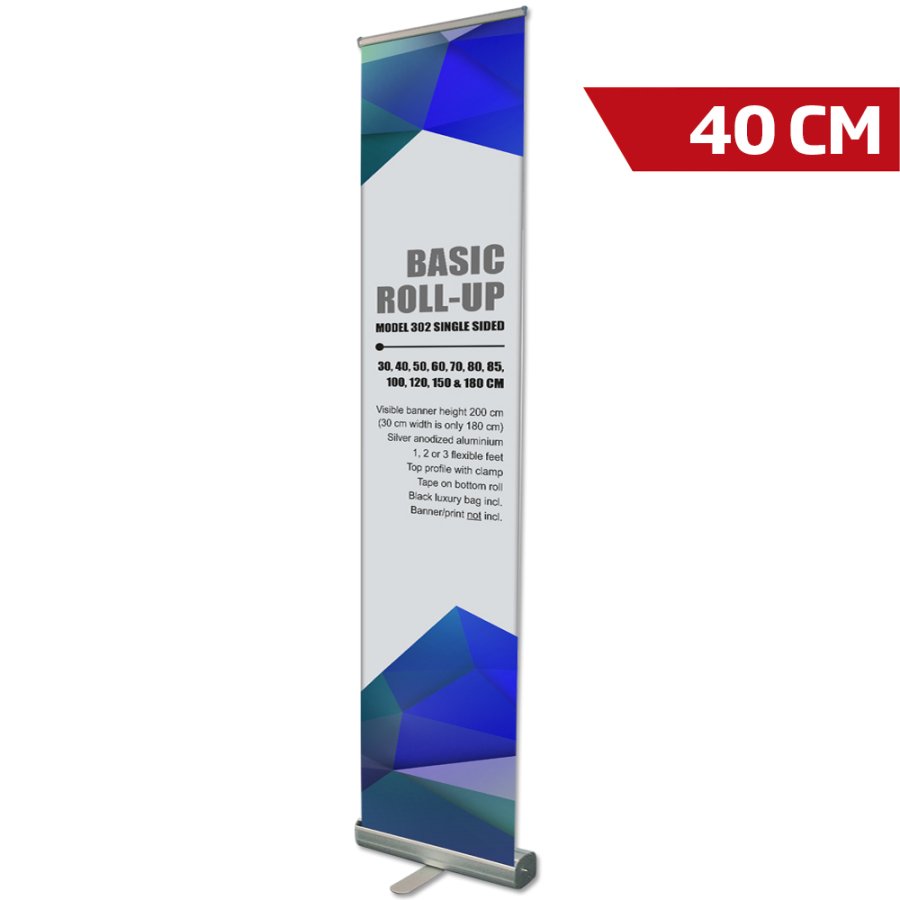 Basic Roll-up enkelsidig - 40x200 cm - silver