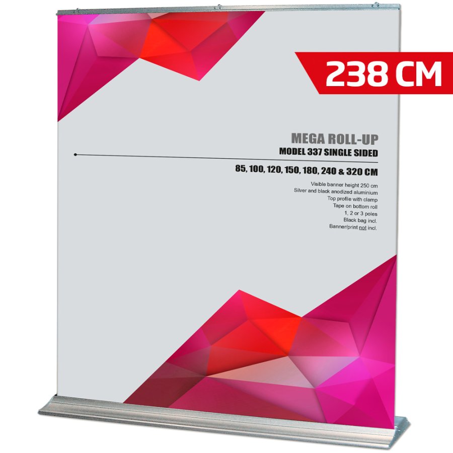 Mega Roll-up enkelsidig - 240x250 cm - silver