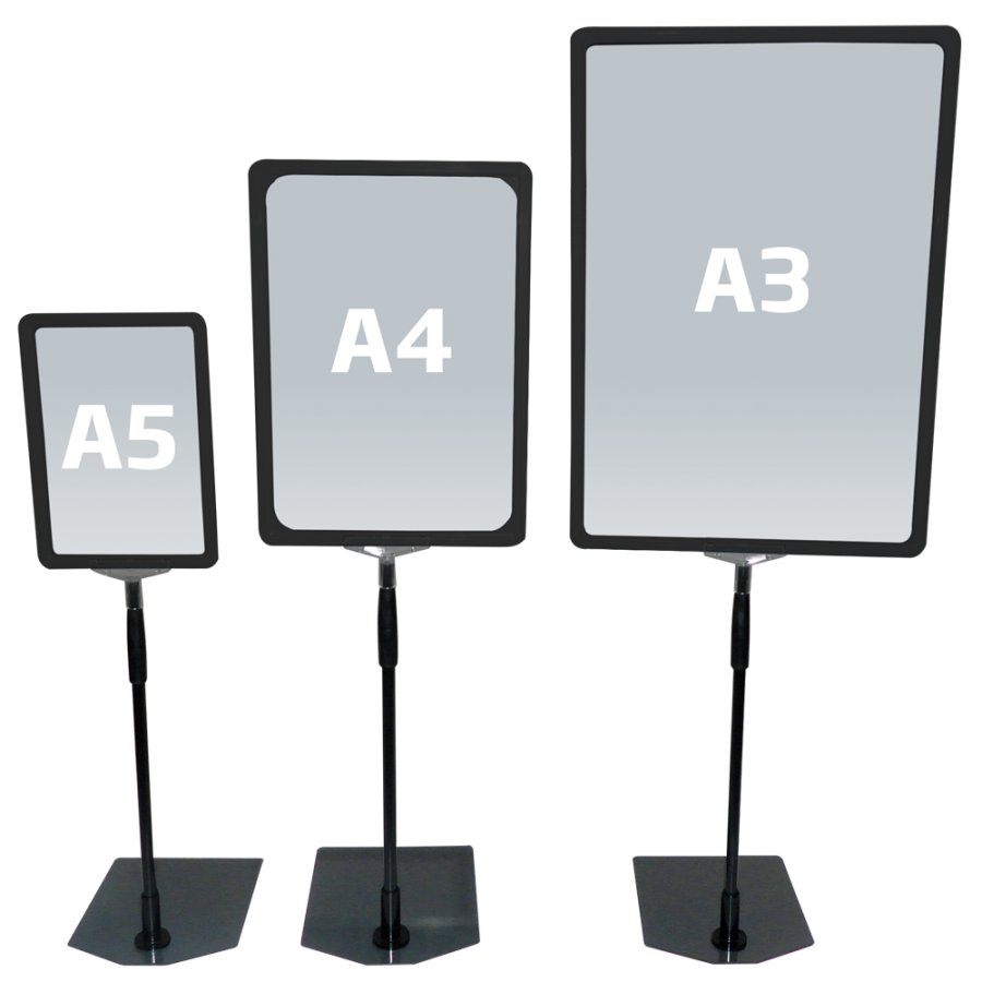 Flex Plast prisram Infost&auml;ll med fot - A3 - svart