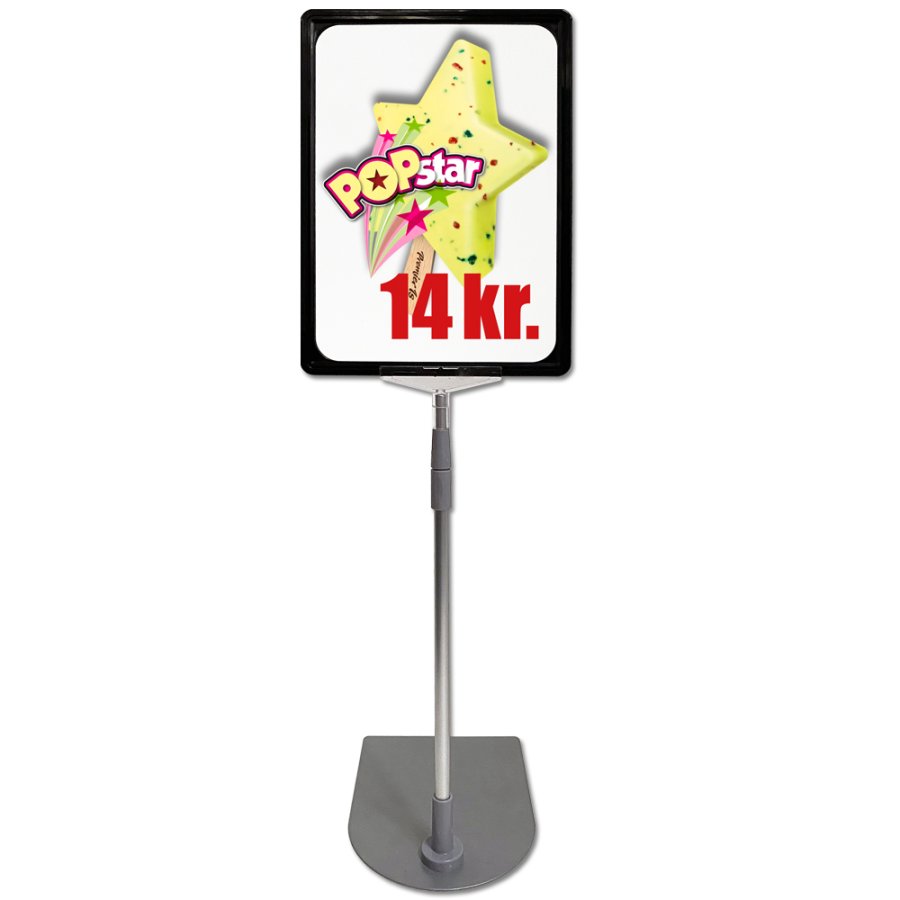 Pris ramsats, aluminiumfot och st&aring;ng, svart A4 ram (21 x 29,7cm)