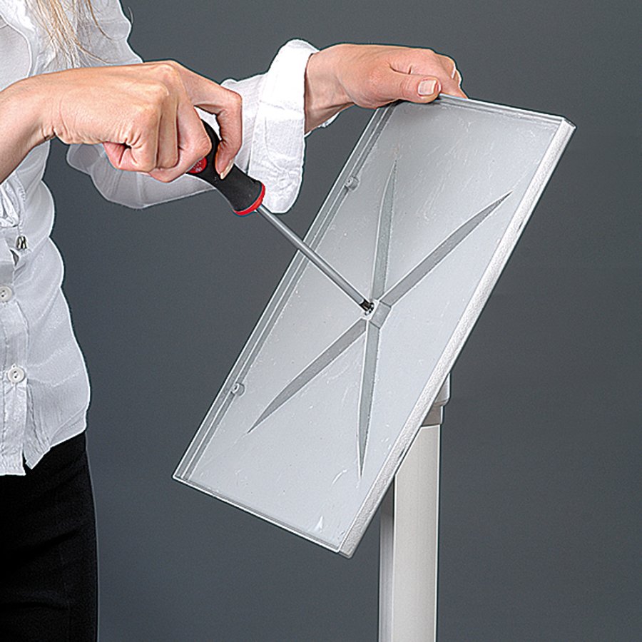 Flex Info stativ justerbart - A2 - silver