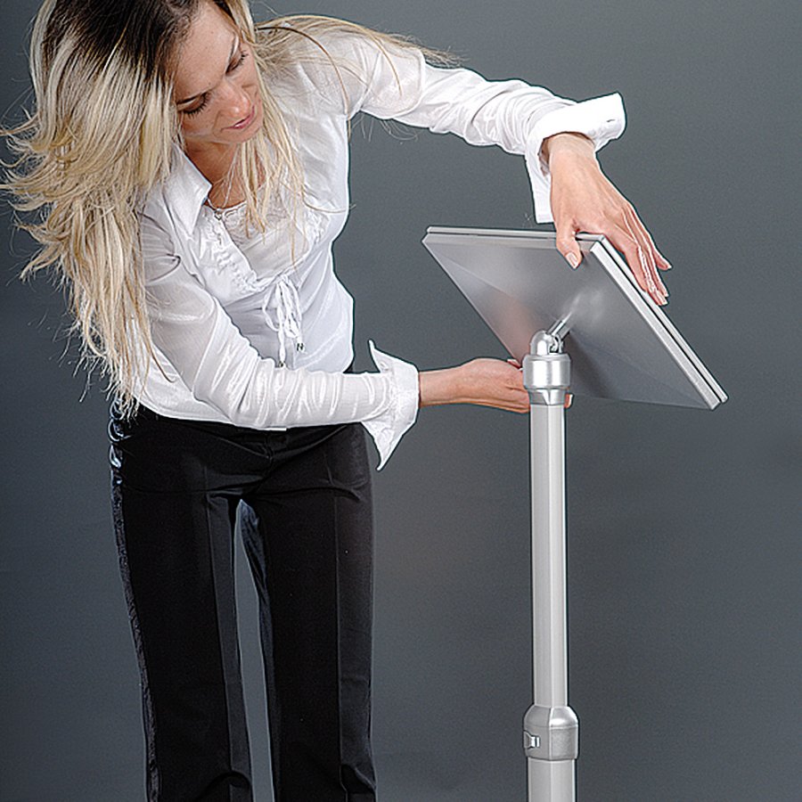 Flex Info stativ justerbart - A2 - silver